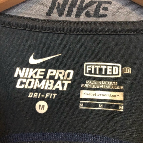 Nike combat m blue fitted athletic shirt dri-fit - Picture 3 of 4